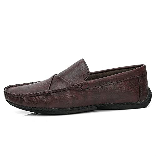 Mens Loafers Shoe Slip On Lightweight Moccasins Shoes Leather Flexible Anti-Slip Lightweight Fashion Slip On2