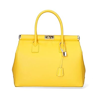 Chicca Borse Borsa top handle donna borsa a mano in pelle dollaro borsa media italiana - Giallo