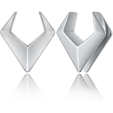 LADEMAYH 2Pcs 3/4 Gauges for Ears, Rhombus Silver 3/4 Ear Gauges for Women,Geometric Design 19mm Gauges for Ears, Surgical Steel Saddle Plugs Tunnels Gauge Earrings Cover