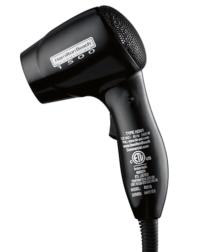 Hamilton Beach® Commercial Hospitality Wall-Mounted Hair Dryer 1500 Watts with Nightlight, Black 8301B