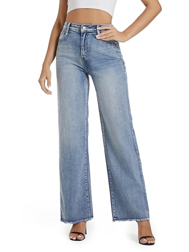 Women's Wide Leg Jeans High Waisted Strechy Jeans for Women Strai...