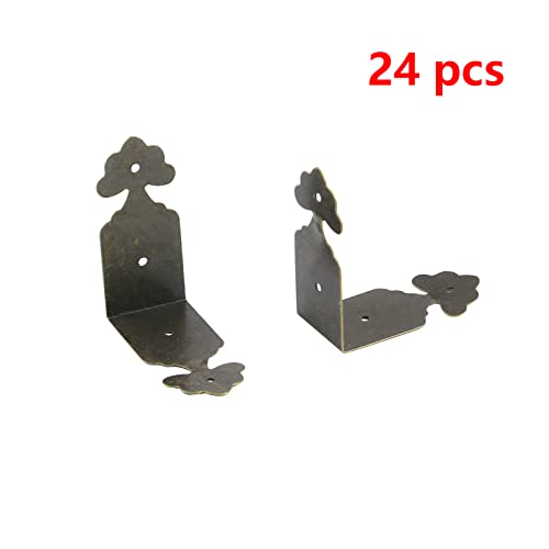 Image of Antrader Vintage Corner Protector Metal L Shaped Decorative Furniture Case Box Cover Corner Guards Bronze Tone, 24 Pack, 1.5 inch x 0.7 inch
