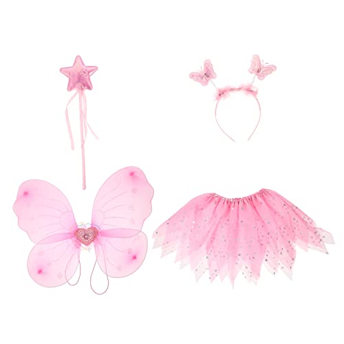 OATIPHO 1 Juego Alas de disfraz de ala de ángel disfraz de fairy costume disfraz angel tutu kit de disfraces para vestido de rendimiento hilo de brillo rosa