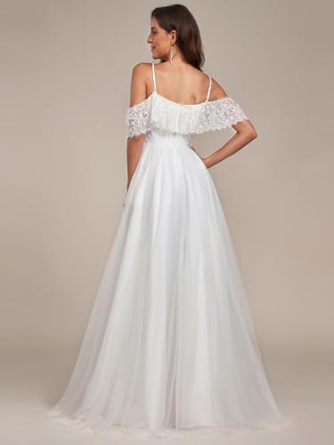 Ever-Pretty Wedding Dress Women's A Line Off Shoulder High Low Spaghetti Straps Lace Bridal Dress 903402