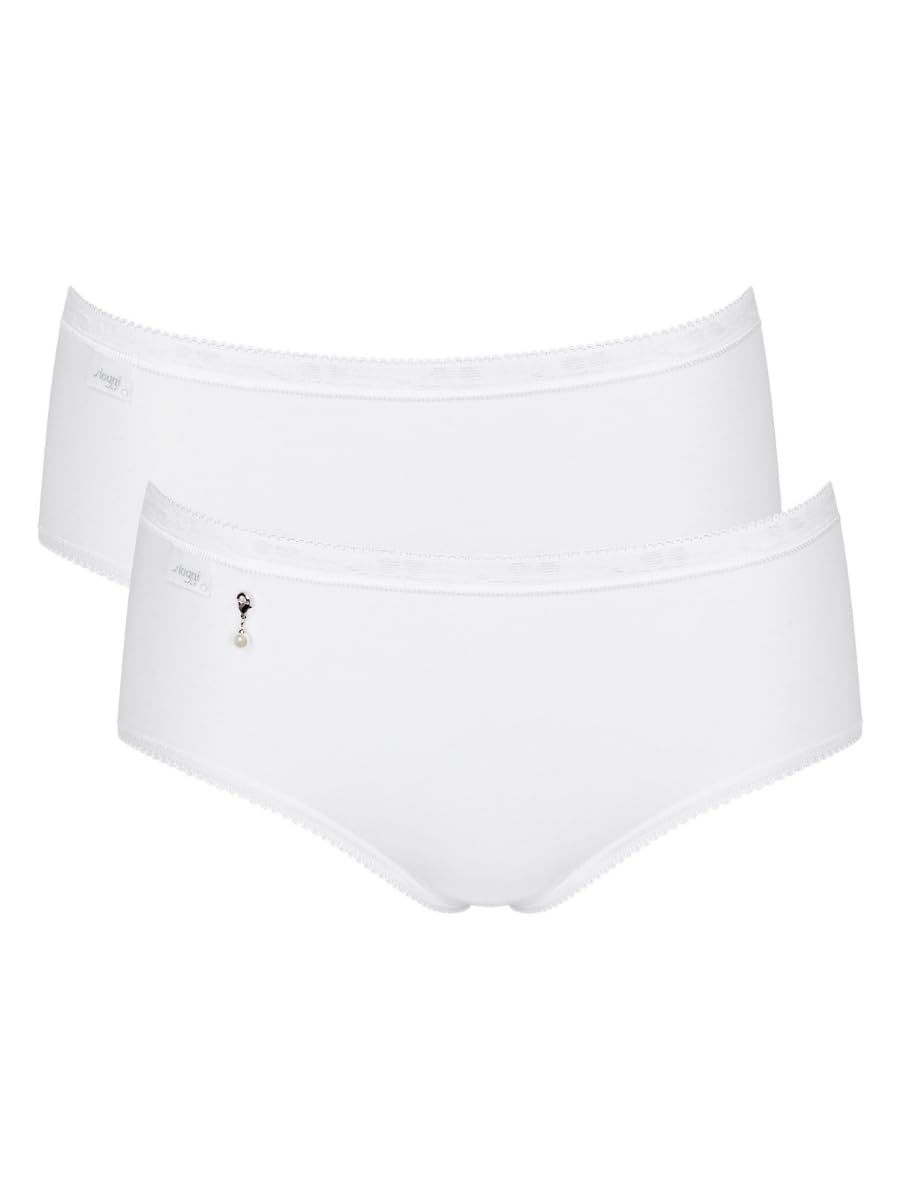 Sloggi Women's White Pearl Basic+ Pearl Midi 2 Pack Briefs White L - 14
