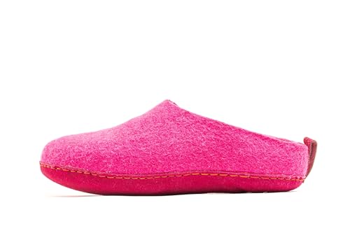 Woolly's Indoor Open Heel Slippers With Leather Sole (Fuchsia) - 36 | Premium New Zeland Wool | Handcrafted with Italian Design | Soft, Breathable & Ordor Free3