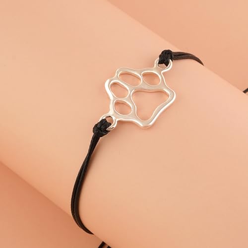 NYGGTYK Verstellbares Hundepfoten Armband Mit Krallen für Mädchen und Frauen - Silbernes Schmuckgeschenk