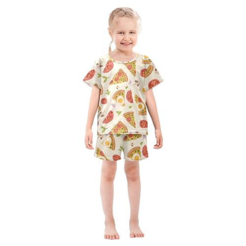 Pizza Mushroom Tomato Egg Pajama Set, Short Sleeve Cotton Sleepwear Nightwear3
