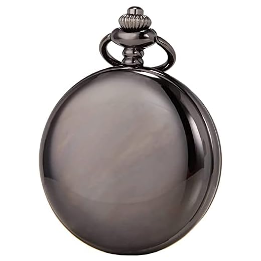 CHUANGOU BN Reloj de bolsillo Vintage Liso Antiguo Reloj de Bolsillo de Cuarzo con Cadena de Acero Negro, Negro