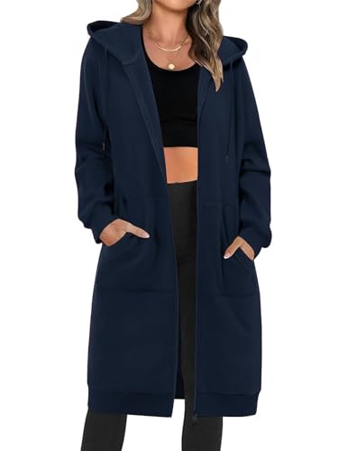 Tuopuda Sweat à Capuche Femme Grand Sweatshirt à Capuche Zippée en Polaire Veste Longue pour Femme Pullover Manches Longues pour Femmes Casual Lâche...