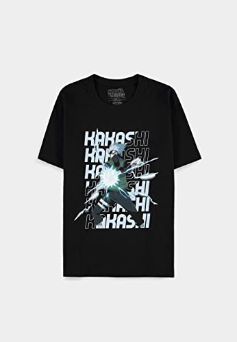 T-Shirt Kakashi Naruto Shippuden homme noir taille L en coton col rond