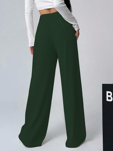 Image of Shasmi Women's Loose Mid Rise Solid, Pleated Trousers, Wide Leg Pocket Casual Long Korean Trousers Pant (146)