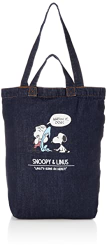 Rootot Snoopy 8235 Vertical 2-Way Tote Bag, Ip Tall, Denim, Peanuts, 7H, Women's, Snoopy & Linus #TOP20