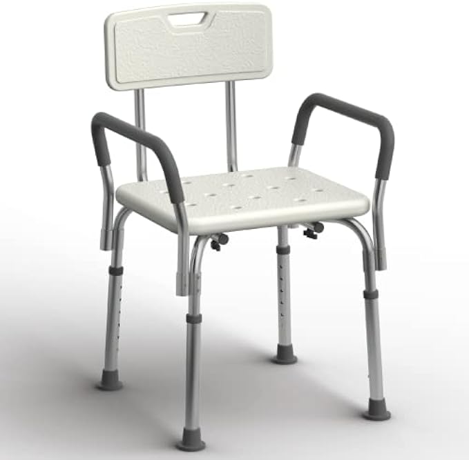 Medline Shower Chair Bath Seat with Padded Armrests and Back, Great for Bathtubs, Supports up to 350 lbs