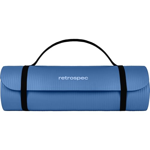 Image of Retrospec Solana Yoga Mat 1 inch Thick w /Nylon Strap for Men & Women - Non Slip Exercise Mat for Home Yoga, Pilates, Stretching, Floor & Fitness Workouts