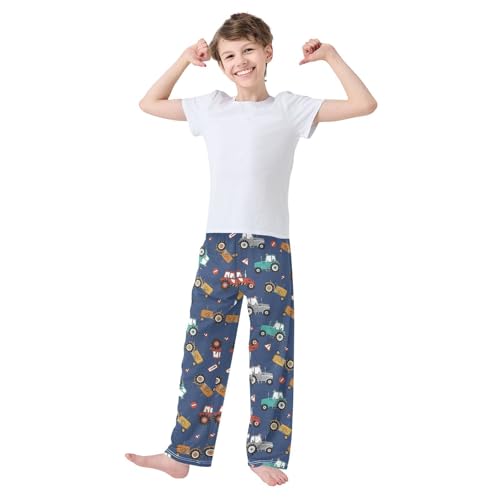 ZZXXB Funny Tractors Boys Long Pants Soft Trousers Elastic Waist Kids Lounge Bottoms with Pockets S-XL2