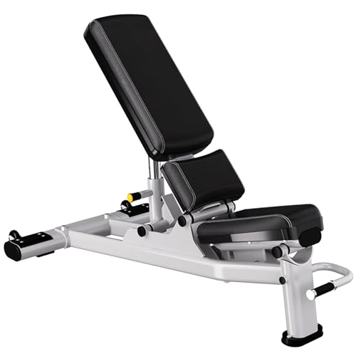 1400LBS Capacity Adjustable Weight Bench, 2.5mm Heavy Duty Steel Frame, 7-Position Backrest, Foldable Home Gym Strength Training Bench with Transport Wheels