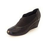  KHRIO 152K3107 Damen-Schuhe aus Leder, Schwarz oder Bordeauxkopf mit Gummikragen, Schwarz - Schwarz - Größe: 39 EU