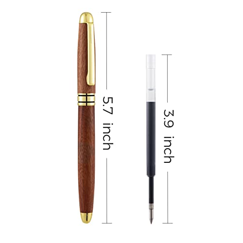 Habibee Wooden Ballpoint Pens With Fine Point Smooth Writing, 0.5Mm, Made Of Rosewood With 2 Ink Refills, Fancy Pens For Journaling Or Note Taking With Gift Box For Men & Women, Office Supplies #TOP1