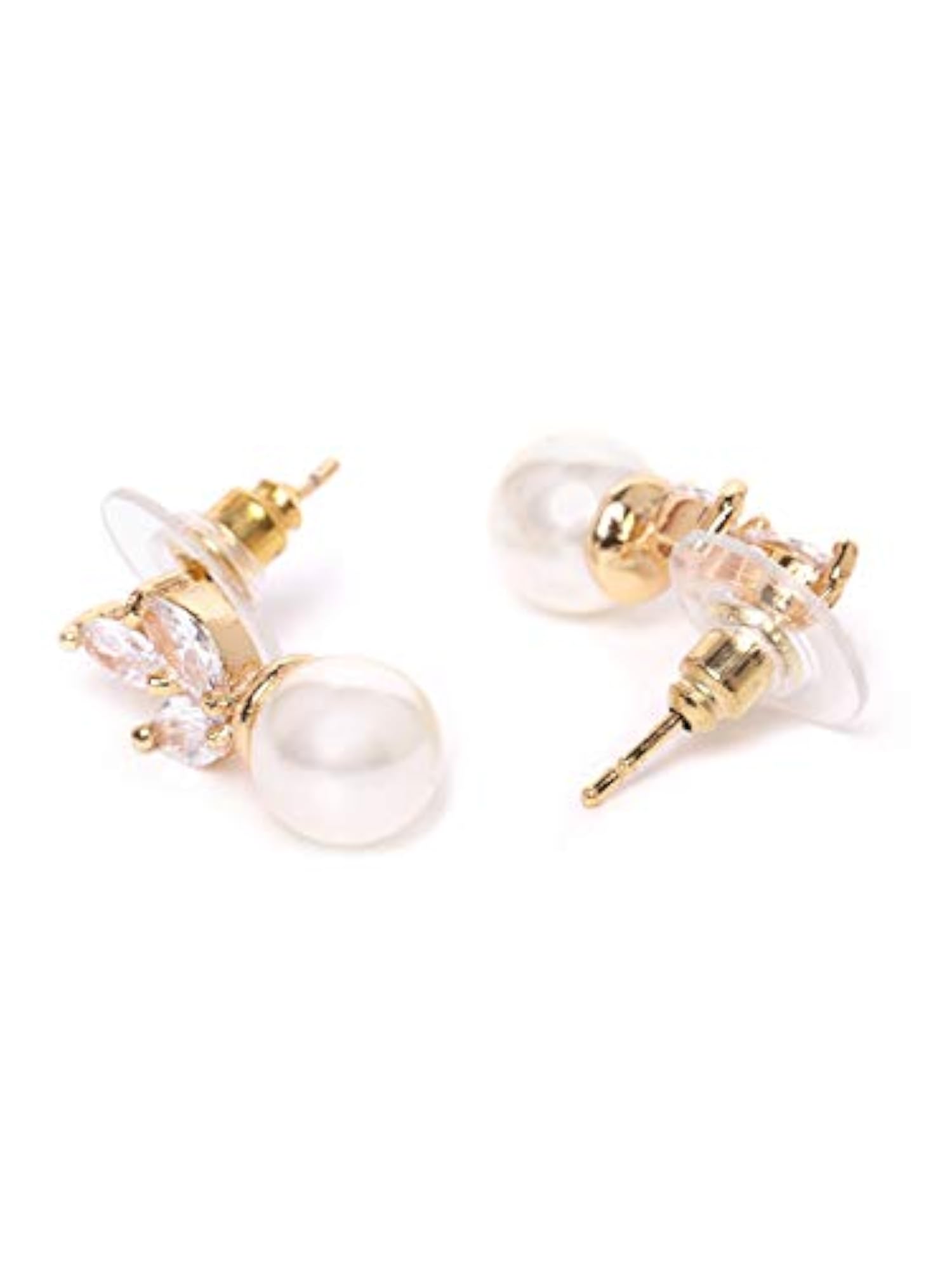 Tone Shimmering CZ & Pearl Stud Earrings ZPFK9473