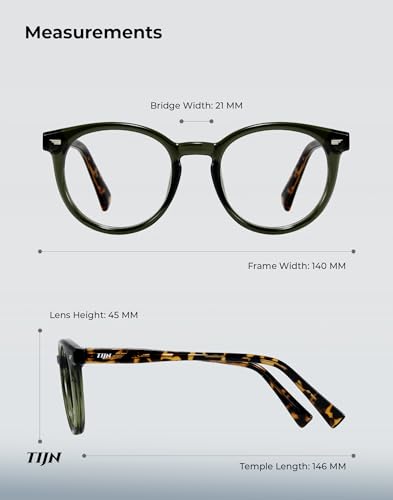 Image of TIJN Blue Light Blocking Glasses Men Women Vintage Thick Round Rim Frame Eyeglasses