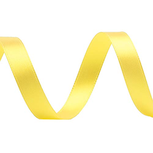 Image of Solid Color Double Faced Yellow Satin Ribbon 3 /8 inch X 25 Yards, Ribbons Perfect for Crafts, Wedding Decor, Bow Making, Sewing, Gift Package Wrapping and More