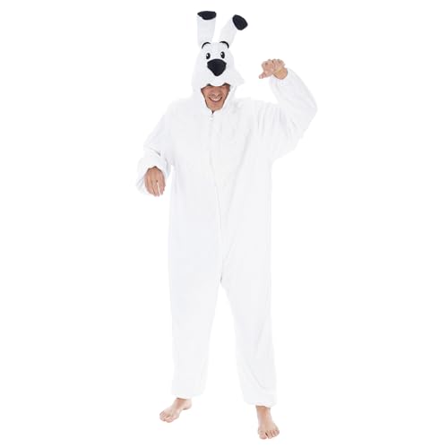 Chaks - Costume Idéfix pour homme, chien, combinaison officielle Astérix et Obélix avec capuche pour carnaval et Comic Con