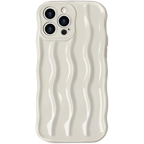 Anuck for iPhone 13 Pro Max Case Wavy Edge Water Ripple Pattern Design, Cute Wave Curly Frame Shape Soft Flexible TPU Shockproof Full-Body Protective Phone Case Cover for Women Girls, White Cover