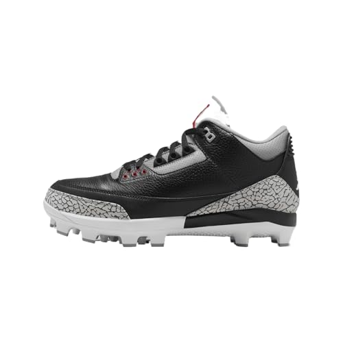 Jordan 3 Retro MCS - Tacos de béisbol para hombre (FZ8627-001, negro/gris cemento/blanco/rojo fuego), Negro/gris cemento/blanco/rojo fuego, 45 EU