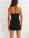 HOCILLE Women's Sexy Halter Bodycon Backless Ruched Spaghetti Strap Mini Club Party Dresses, Large, Black