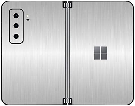 SopiGuard Sticker Skin for 2021 Microsoft Surface Duo 2 2nd Gen Edge-to-Edge Front and Rear Panels Vinyl Decal (Brushed Silver)
