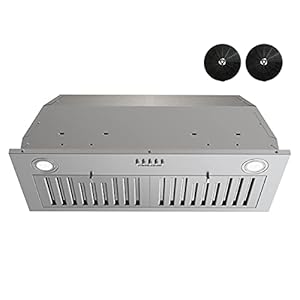 FIREGAS Range Hood Insert 30 inch, Built-in Range Hoods with 600 CFM, Ducted/Ductless Convertible Kitchen Hood, Stainless Steel Vent Stove Hood with Push Button, Baffle Filters and Charcoal Filters