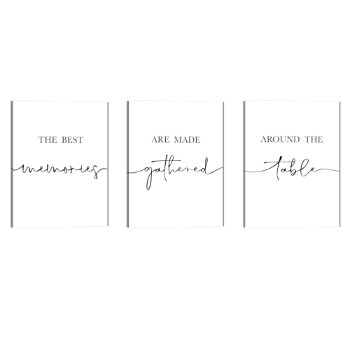 The Best Memories Are Made Gathered Around The Table Set of 3 Dining Room Wall Decor Modern Farmhouse Kitchen Wall Art Sign Home Decoration Framed 12"x16"x3 The Best Memories 12"×16"