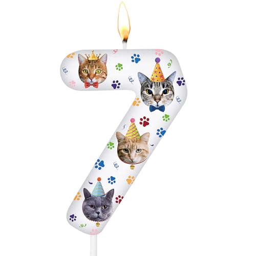 Conelist Divertidas velas de cumpleaños con diseño de cara de gato, velas de cumpleaños con temática de huellas de patas, decoración de cupcakes para pastel de cumpleaños, gatitos, mascotas,