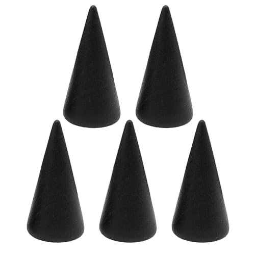 COPLKY Ring Display Stand 5Pcs Wood Rings Holder Cone Shape Rings Stand Jewelry Display Rack for Business Photoshoot Room Decoration
