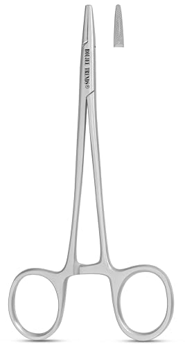 Image of Mayo Hegar Needle Holder Needle Driver with Strong Lock, Serrated Jaws for Precise Suturing and Practicing Autoclavable Multipurpose for Lab and Fishing (5.5 inch)