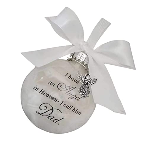 DierCosy Weihnachtsgedenklichkeit Baubles, ich Habe einen Engel im Himmel Weihnachten Bauer mit Bögen, klare Federhänge Ball Grabdekoration für Papa Cover