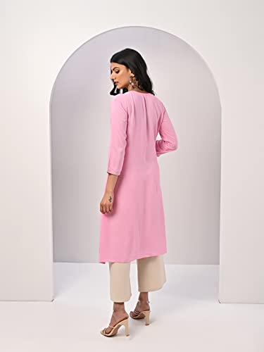 Image of rangita Rayon Calf Length Embroidered A-line Kurti for Women | Kurta for Women