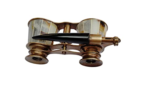 SIFAAT WORLD Opera Glasses Binoculars for Adults & Kids – 2.5” Vintage Solid Brass with Mother of Pearl Handle – Compact Pocket Size for Theater, Bird Watching, Concerts
