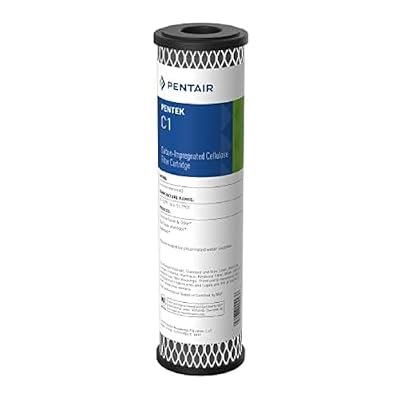 Pentair Pentek C1 Carbon Water Filter, 10-Inch, Under Sink Dual Purpose Powdered Activated Carbon-Impregnated Cellulose Replacement Cartridge, 10" x 2.5", 5 Micron, Black