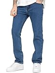BRAND KRUZE Mens Straight Leg Jeans Casual Cotton Regular Fit Denim Pants for All Waist Sizes KZ109 Blue 44W / 31L