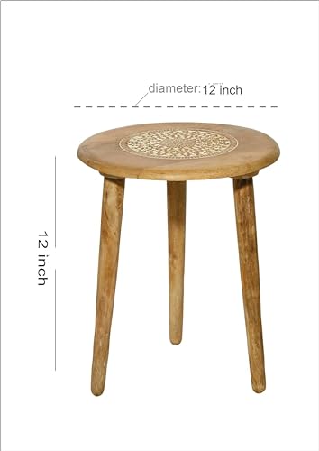 Image of WOOYNEX Wooden Table With Three Legs A Modern Round Coffee And Side For Small Spaces Pillar, Wood Books, Magazines, Plant Stand Living Room Entryway -Natural, 30 Cm, Cm