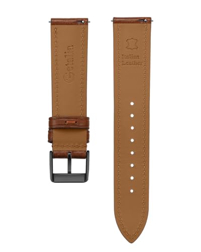 Image of Getalia Italian leather Watch Band Tuscany Natural Vegetable-Tanned Full Grain Genuine Leather,18mm 19mm 20mm 21mm 22mm Quick Release Replacement Watch Straps for Men and Women Thick and Soft