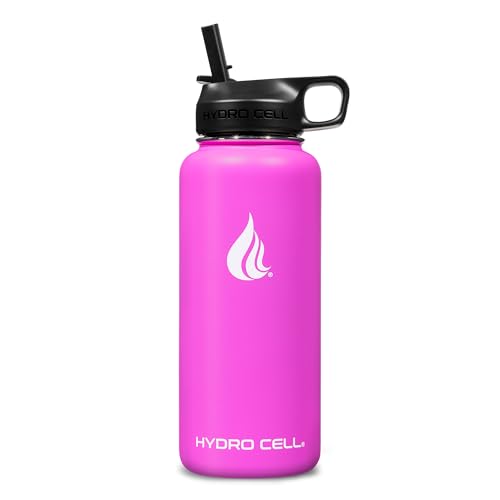 Image of HYDRO CELL Stainless Steel Insulated Water Bottle with Straw - For Cold & Hot Drinks - Metal Vacuum Flask with Screw Cap and Modern Leakproof Sport Thermos for Adults (Fuchsia 32oz)