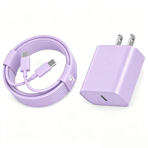 Image of iPhone 17 16 15 Long Charger Fast Charging,20W iPad USB C Wall Charger Block with 6FT USB C to C Cable Cord for iPhone 17 /Pro /Pro Max /17 Air / 16 /16 Pro /16 Pro Max /15 /Plus /Pro /Pro Max