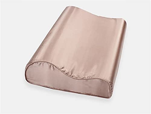 Silk Pillowcase, Funda Almohada Seda Mulberry Silk 25 mm Ivory Champagne Pink Purple Colors Double Silk Latex Almohad Fundal 30x50 cm o 40x60 cm 2 PCS(Bean Paste,Size B 40 x 60 cm)