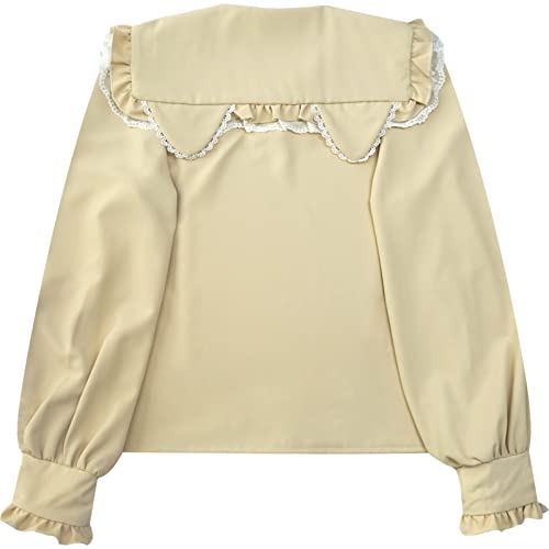 Image of Lolita Women Ruffle Sailor Collar Blouse Shirt Kawaii Teen Bow Tie Cat Ears Fashion Button Front Junior Cute Tops