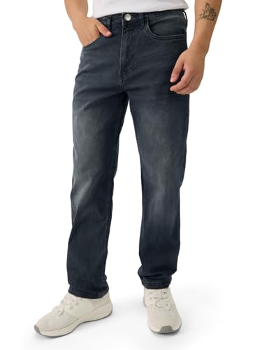 Image of The Souled Store Straight-Fit Denim: Men and Boys Cotton Blend Straight Fit Cargo Pockets Lightweight Everyday All-Season Denim Jeans