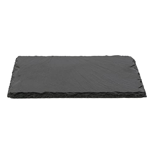 Plato Llano de Pizarra Natural, Fuentes de Cocina, Platos para Sushi, Plato de Pizarra, Bandejas para Servir Alimentos Quesos, Tapas Sushi, Negro, Tablas de Piedra 30 x 20 x 0,6 cm - 1 Unidad
