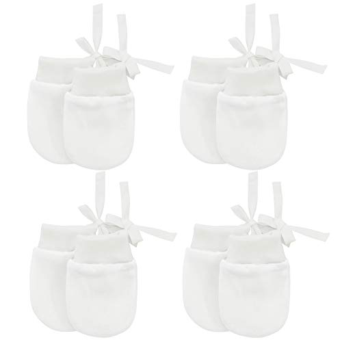 Zando Baby Mittens No Scratch Cotton Infant Toddler Newborn Baby Girl Mittens Adjustable Organic Baby Boy Gloves Unisex White 0-6/6-12 Months/1-2T